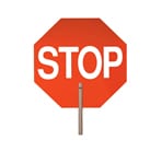 A red stop sign with the word " stop " written on it.